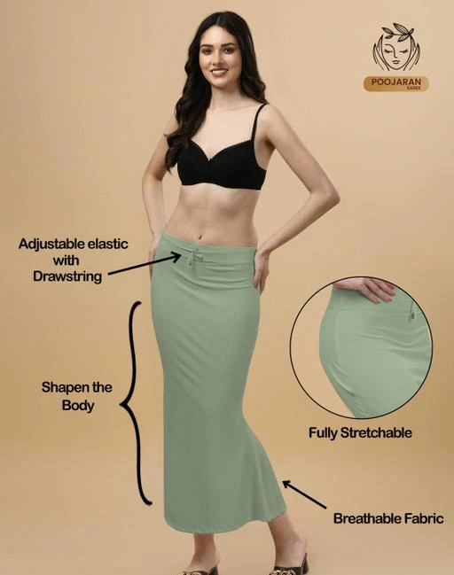 Women's Seamless Spandex Saree Shapewear for Women Petticoat / Peticote  with Side Slit