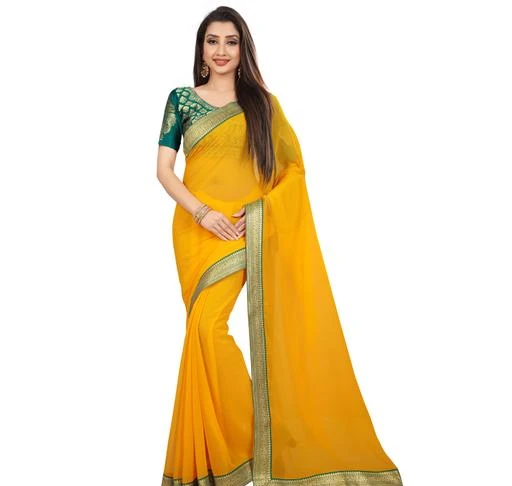 Chiffon Solid Saree with Blouse Piece