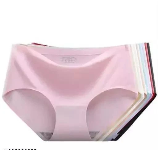 Pack of 3)Women's Girls Multicolor Seamless Hipster Ice Silk Panty