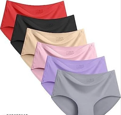 Solid Low Rise Hipster Seamless Panty Ice Silk Underwear Women