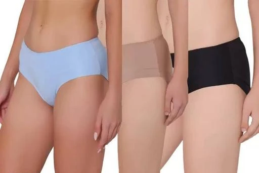 Pack of 3-Women's Cotton Ice Silk Seamless Panties Hipster Briefs