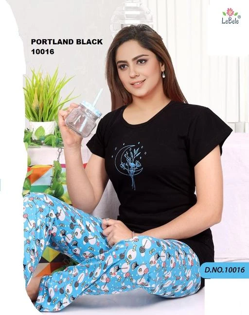 Checkout this latest Nightsuits
Product Name: *RIB COTTON TOP AND BOTTOM NIGHT SUITS*
Top Fabric: Cotton
Bottom Fabric: Cotton
Top Type: Tshirt
Bottom Type: Pyjamas
Sleeve Length: Short Sleeves
Pattern: Printed
Multipack: 1
Sizes:
M (Top Bust Size: 33 in, Top Length Size: 27 in, Bottom Waist Size: 28 in, Bottom Length Size: 39 in) 
Country of Origin: India
Easy Returns Available In Case Of Any Issue


SKU: PORTLAND 10016 BLACK
Supplier Name: KRISHNVATIKA#

Code: 915-37071755-058

Catalog Name: Eva Alluring Women Nightsuits
CatalogID_8882341
M04-C10-SC1045
.