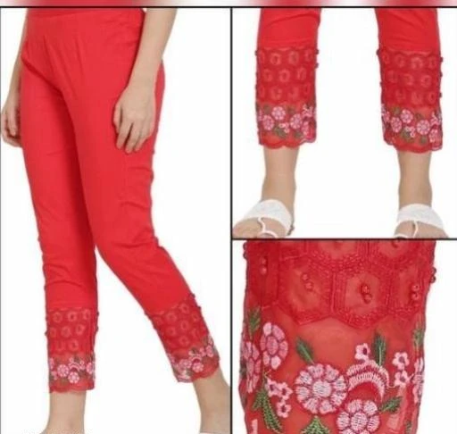 Cotton EMBROIDERY Ladies Designer Trouser Waist Size 3242