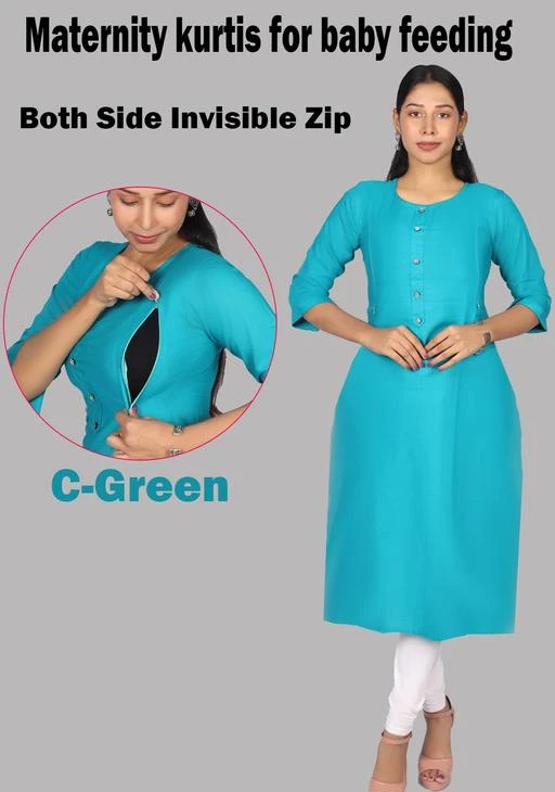  Trendy Feeding Zip Maternity Kurti Women Cotton