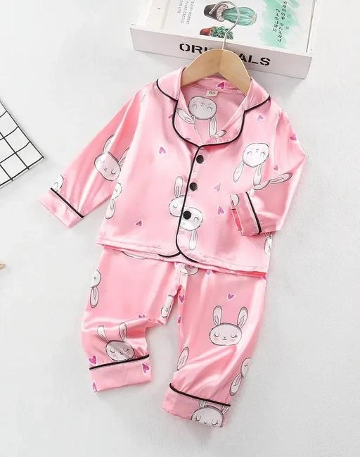  Nightsuits Comfortable Cotton Baby Night Suit Baby Pink Pack Of  1 /