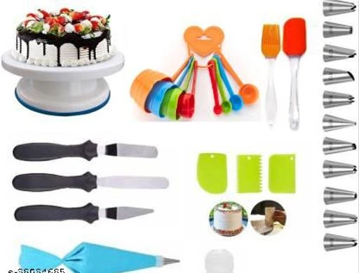 Checkout this latest Cake Making Supplies
Product Name: *Cake Decorating Kits Cake Turntable, 12 Numbered Cake Decorating Tips, 3 Icing Spatula, 3 Icing Smoother, 1 Silicone Piping Bag, 1 coupler , 1 set brush spatula , 8 pc colour measuring cup & spoons(Multicolour)*
Material: Plastic
Product Breadth: 11.5 Inch
Product Height: 4 Inch
Product Length: 13 Inch
Net Quantity (N): Pack Of 1
Cake Decorating Kits Cake Turntable, 12 Numbered Cake Decorating Tips, 3 Icing Spatula, 3 Icing Smoother, 1 Silicone Piping Bag, 1 coupler , 1 set brush spatula , 8 pc colour measuring cup & spoons(Multicolour)                          Pull out the Chef inside you with the help of our Designer Cake Decoration Tools with super fine and high durable quality. Unique cake decoration making tools and cake making tools enjoy it. 
Country of Origin: India
Easy Returns Available In Case Of Any Issue


SKU: W-CAKE-COMBO-007
Supplier Name: WISH ENTERPRISE

Code: 225-38034685-998

Catalog Name: Modern Cake Making Supplies
CatalogID_9117109
M08-C23-SC2317