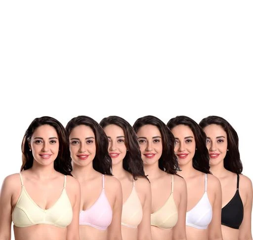 Checkout this latest Bra
Product Name: *Comfy Women Bra*
Fabric: Cotton
Print or Pattern Type: Solid
Padding: Non Padded
Type: Everyday Bra
Wiring: Non Wired
Seam Style: Seamless
Net Quantity (N): 6
Add On: Hooks
Sizes:
32B (Underbust Size: 29 in, Overbust Size: 33 in) 
34B (Underbust Size: 30 in, Overbust Size: 35 in) 
38B (Underbust Size: 36 in, Overbust Size: 39 in) 
44B
Dadni Fashion Bra cups are non-padded,making the cup light . Provides full coverage to the bust. Cups are double layered for modesty and excellent fit.and fully provide comfort for skin.DADNI FASHION Bra. Its Comfortable bra stitching very high quality Elastic is polyester lycra Its A Perfect Choice For You This Is Very Comfortable And Stretchable too Bra. Best high impact And best bra for daily wear and part wear , Due To Its Easy Fit You Can Use It In any time . This bra suitable for women girls! Daily wear! party wear everyday! non padded bra ! cotton bra ! women innerwear bra sexy stylish under ! front open! bralette plus size bras ! big size bra perfect fit.
Country of Origin: India
Easy Returns Available In Case Of Any Issue


SKU: DF_PLAIN_B_PACK OF 6_B
Supplier Name: DADNI FASHION

Code: 823-38688467-997

Catalog Name: Comfy Women Bra
CatalogID_9279475
M04-C09-SC1041