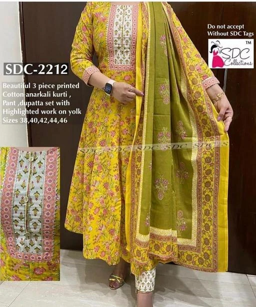 Checkout this latest Dupatta Sets
Product Name: *Abhisarika Petite Women dupatta Sets*
Fabric: Rayon
Sleeve Length: Long Sleeves
Pattern: Colorblocked
Women Rayon Printed Anarkali  Kurta With Printed Pant And Cotton Printed Dupatta Set
Sizes: 
M (Bust Size: 38 in, Bottom Waist Size: 29 in, Bottom Length Size: 38 in, Shoulder Size: 13.5 in) 
L (Bust Size: 40 in, Bottom Waist Size: 31 in, Bottom Length Size: 38 in, Shoulder Size: 14 in) 
Country of Origin: India
Easy Returns Available In Case Of Any Issue


SKU: CP-049-YELLOW
Supplier Name: Jaipuri Kurtis

Code: 458-38735909-9942

Catalog Name: Abhisarika Pretty Women dupatta Sets
CatalogID_9290952
M03-C52-SC1853