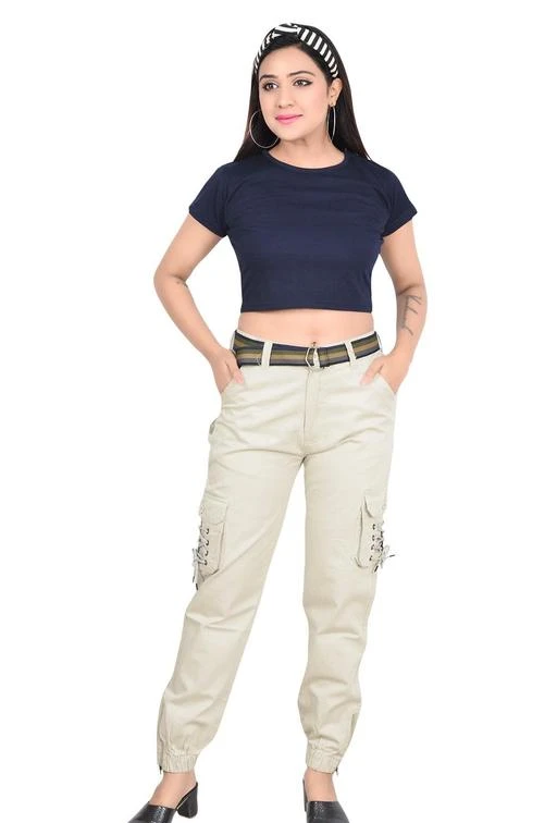 Stylish Modern Cotton Women Cargo Pant Hot Trendy Pants White  Cargo