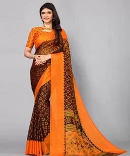 Roop Sundari Sarees Women's Chiffon Brasso Printed Saree