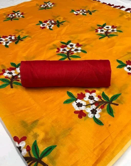 Checkout this latest Sarees
Product Name: *Designer Embroidered Chanderi Saree with Blouse Peice*
Saree Fabric: Chanderi Cotton
Blouse: Separate Blouse Piece
Blouse Fabric: Cotton Blend
Pattern: Embroidered
Blouse Pattern: Solid
Net Quantity (N): Single
Saree: Saree is made of Chanderi Cotton with Embroidery. Saree is 5.5m. Blouse is 0.8m
Sizes: 
Free Size (Saree Length Size: 5.5 m, Blouse Length Size: 0.8 m) 
Country of Origin: India
Easy Returns Available In Case Of Any Issue


SKU: 3Ful-Yellow
Supplier Name: ReD Mart

Code: 723-39072270-9981

Catalog Name: Chitrarekha Superior Sarees
CatalogID_9370996
M03-C02-SC1004