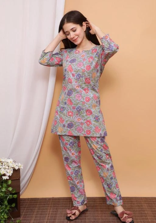 Checkout this latest Nightsuits
Product Name: *Divine Stylish Women Nightsuits*
Top Fabric: Cotton
Bottom Fabric: Cotton
Top Type: Regular Top
Bottom Type: Pyjamas
Sleeve Length: Three-Quarter Sleeves
Pattern: Printed
Multipack: 1
Sizes:
XXL (Top Bust Size: 44 in, Top Length Size: 36 in, Bottom Waist Size: 34 in, Bottom Length Size: 40 in) 
Country of Origin: India
Easy Returns Available In Case Of Any Issue


SKU: RHT_L10_GRE
Supplier Name: RIGHT HUMAN TIME

Code: 957-39825542-9951

Catalog Name: Divine Stylish Women Nightsuits
CatalogID_9547341
M04-C10-SC1045