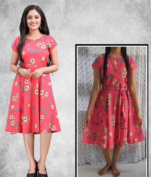 Checkout this latest Dresses
Product Name: *Women's Party Wear Pink Color Printed Fit And Flare Dress*
Fabric: Crepe
Sleeve Length: Short Sleeves
Pattern: Printed
Net Quantity (N): 1
Sizes:
XS (Bust Size: 34 in, Length Size: 37 in) 
S (Bust Size: 36 in, Length Size: 37 in) 
M (Bust Size: 38 in, Length Size: 37 in) 
L (Bust Size: 40 in, Length Size: 37 in) 
XL (Bust Size: 42 in, Length Size: 37 in) 
•Material: American Crepe 
•Fit Type: Regular Fit, Knee length skater dress
•Occasion: Casual & Festive || All Over (Back Side) Print 
•Package Content: 1 Dress with Free Belt And Attached half sleeve in dress|| Length: 37  inches
•Ideal For :: Women's / Girls || Suitable For- Western Wear
•Sizes: X-Small(34), Small(36), Medium(38), Large(40), X-Large(42) {in inches}
•Care: Wash Separate with good detergent || Note: Product colour could be diffrent due to Desktop or Mobile Brightness
Country of Origin: India
Easy Returns Available In Case Of Any Issue


SKU: Dress-188
Supplier Name: New Ethnic 4 You

Code: 312-39936625-999

Catalog Name: Stylish Elegant Women Dresses
CatalogID_9575427
M04-C07-SC1025
.