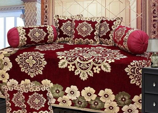 Checkout this latest Diwan Sets_2000-3000
Product Name: *Kashvi Aashvi Presents Exclusive Royal Look Diwan cover Set with Heavy Fabric 500 TC Floral Design 8pcs diwan cover set  which include 1 bedsheet , 5 cushion and 2 blosters -| Set of 8 Piece|*
Bedsheet Fabric: polycotton
Bolster Cover Fabric: Polycotton
Cushion Cover Fabric: Polycotton
Type: Diwan Set
No. of Bedsheets: 1
No. of Bolster Covers: 2
No. of Cushion Covers: 5
Print or Pattern Type: Floral
Thread Count: 510
Product Breadth: 54 inch
Product Height: 90 inch
Product Length: 1 inch
Multipack: 8
Kashvi Aashvi cotton Diwan Set  of 8 pcs comes with 1 bedsheet , 5 cushion and 2 blosters . This superior quality diwan set will go with your furniture and enhance the style of your home. This long lasting and durable diwan set is 90 inch and 54 inch in width. The cover will blend well with any colored diwan and will add charm to the entire area. More importantly, the set of diwan covers will make your diwan look as good as new even after years of use. Set content - 2 pieces blosters, 5 pieces cushion cover, 1 pieces bed cover. 1 pieces long bed cover (54 x 90 inches), 2 Pieces blosters cover(16 x 27 inches) 5 Pieces of cushion cover (16 x 16 inches)
Country of Origin: India
Easy Returns Available In Case Of Any Issue


SKU: FLOWER MAHROON DIWAN SET
Supplier Name: KASHVI AASHVI

Code: 465-40153757-9921

Catalog Name: Unique Diwan Cover Sets
CatalogID_9630872
M08-C24-SC2361