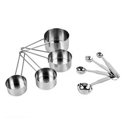 Measure Cups Spoons Set, Stackable Scale Design Stainless Steel Measuring  Spoons Cups Set Safe Multifunctional Space Saving for Kitchen