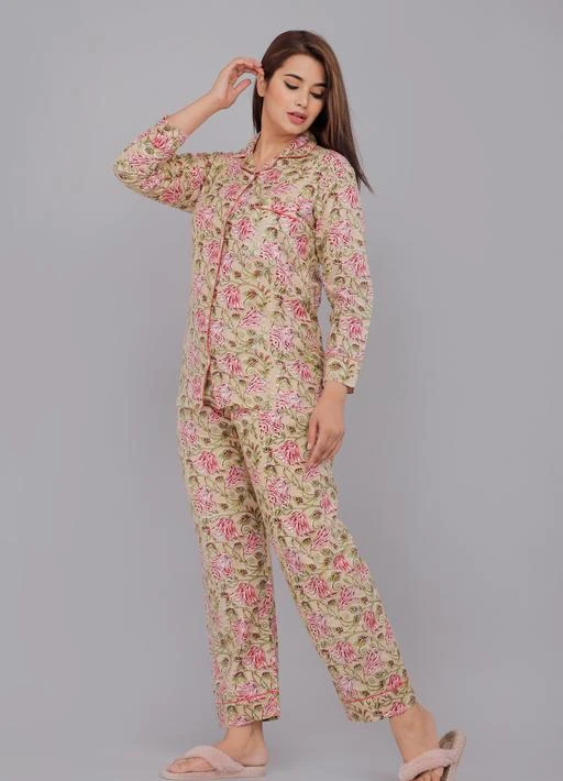 Checkout this latest Nightsuits
Product Name: *Aradhya Alluring Women Nightsuits*
Top Fabric: Cotton
Bottom Fabric: Cotton
Top Type: Shirt
Bottom Type: Pyjamas
Sleeve Length: Long Sleeves
Pattern: Printed
Net Quantity (N): 1
Sizes:
L (Top Bust Size: 40 in, Top Length Size: 28 in, Bottom Waist Size: 34 in, Bottom Length Size: 40 in) 
Pure cotton With full sleeve.
Country of Origin: India
Easy Returns Available In Case Of Any Issue


SKU: RF_01
Supplier Name: Radhika fashion

Code: 955-41252627-9921

Catalog Name: Eva Alluring Women Nightsuits
CatalogID_9920774
M04-C10-SC1045