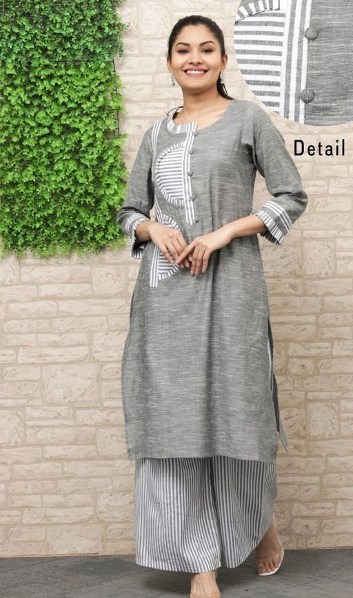 Checkout this latest Kurta Sets
Product Name: *Women Cotton A-line Printed Long Kurti With Palazzos*
Kurta Fabric: Cotton
Bottomwear Fabric: Cotton
Fabric: Cotton
Sleeve Length: Three-Quarter Sleeves
Set Type: Kurta With Bottomwear
Bottom Type: Palazzos
Pattern: Printed
Multipack: Single
Sizes:
M (Bust Size: 38 in, Kurta Length Size: 42 in, Bottom Waist Size: 30 in, Bottom Length Size: 39 in) 
L (Bust Size: 40 in, Kurta Length Size: 42 in, Bottom Waist Size: 32 in, Bottom Length Size: 39 in) 
Easy Returns Available In Case Of Any Issue


Catalog Rating: ★4.2 (83)

Catalog Name: Women Cotton A-line Printed Long Kurti With Palazzos
CatalogID_593179
C74-SC1003
Code: 784-4160776-5721