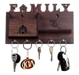 Brown Modern WOODEN KEY CHAIN HOLDER, For home and offices