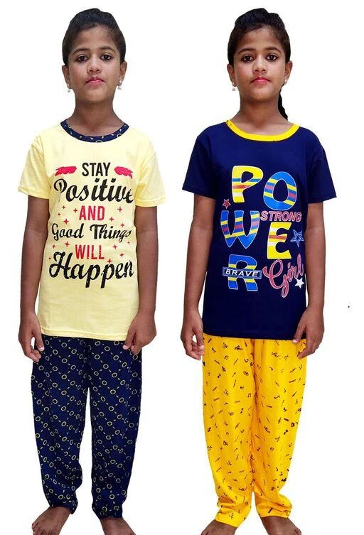 Checkout this latest Nightsuits
Product Name: *Pretty Comfy Kids Girls Nightsuits*
Top Type: Top
Sleeve Length: Short Sleeves
Top Pattern: Printed
Multipack: 2
Sizes: 
9-10 Years (Top Length Size: 24 in, Bottom Waist Size: 23 in, Bottom Length Size: 35 in) 
10-11 Years (Top Length Size: 24.5 in, Bottom Waist Size: 24 in, Bottom Length Size: 35 in) 
11-12 Years (Top Length Size: 25 in, Bottom Waist Size: 25 in, Bottom Length Size: 36 in) 
12-13 Years (Top Length Size: 25.5 in, Bottom Waist Size: 26 in, Bottom Length Size: 36 in) 
13-14 Years (Top Length Size: 25.5 in, Bottom Waist Size: 27 in, Bottom Length Size: 36 in) 
14-15 Years (Top Length Size: 26 in, Bottom Waist Size: 28 in, Bottom Length Size: 37 in) 
15-16 Years (Top Length Size: 26.5 in, Bottom Waist Size: 29 in, Bottom Length Size: 37 in) 
Country of Origin: India
Easy Returns Available In Case Of Any Issue


Catalog Rating: ★4.1 (67)

Catalog Name: Pretty Comfy Kids Girls Nightsuits
CatalogID_10044010
C62-SC1158
Code: 745-41687915-998