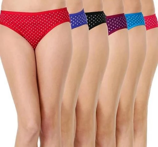  Women Hipster Multicolor Cotton Blend Panty Pack Of 6 / Women  Hipster