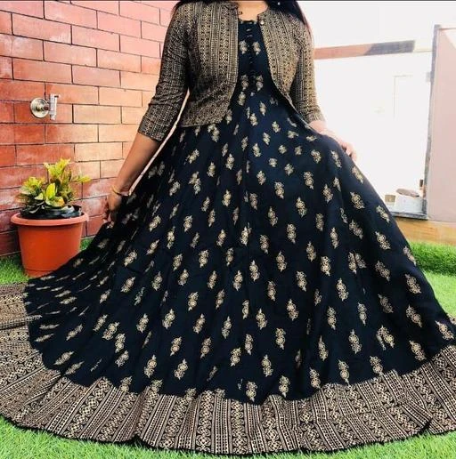 Checkout this latest Gowns
Product Name: *Classic Fashionista Women Gowns*
Fabric: Rayon
Pattern: Printed
Net Quantity (N): 1
Sizes:
S, M (Bust Size: 38 in, Length Size: 50 in, Waist Size: 36 in, Hip Size: 40 in, Shoulder Size: 14 in) 
L (Bust Size: 40 in, Length Size: 50 in, Waist Size: 38 in, Hip Size: 42 in, Shoulder Size: 14 in) 
XL (Bust Size: 42 in, Length Size: 50 in, Waist Size: 40 in, Hip Size: 44 in, Shoulder Size: 15 in) 
XXL (Bust Size: 44 in, Length Size: 50 in, Waist Size: 42 in, Hip Size: 44 in, Shoulder Size: 15 in) 
XXXL
Sana Fashionable Black Printed Trandig Gown With Jacket in Good Quaility Febric
Country of Origin: India
Easy Returns Available In Case Of Any Issue


SKU: SV Black Gown
Supplier Name: SANA

Code: 704-41925761-9491

Catalog Name: Pretty Latest Women Gowns
CatalogID_10111526
M04-C07-SC1289