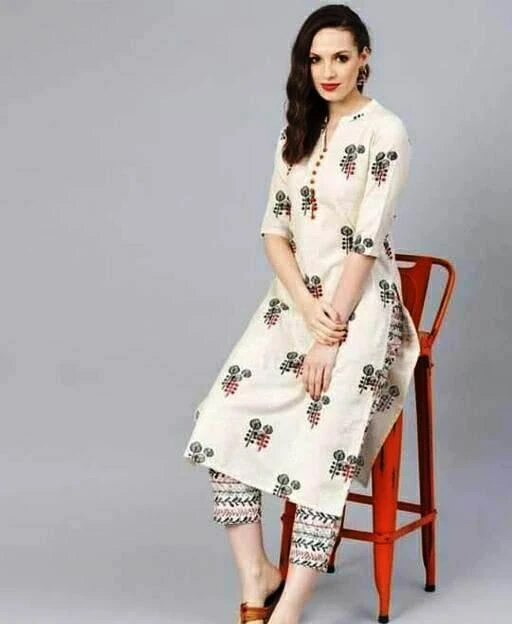 Checkout this latest Kurta Sets
Product Name: *Adrika Voguish Women Kurta Sets*
Kurta Fabric: Cotton
Bottomwear Fabric: Cotton
Fabric: Cotton
Sleeve Length: Short Sleeves
Set Type: Kurta With Bottomwear
Bottom Type: Pants
Pattern: Printed
Net Quantity (N): Single
Sizes:
M (Bust Size: 38 in) 
L (Bust Size: 40 in) 
XL (Bust Size: 42 in) 
XXL (Bust Size: 44 in) 
Refresh your wardrobe with this kurta from Veda Fashions available on Meesho. This straight Set completes your look for your special occasions. Are you looking for a Unique Pattern in Your Wardrobe and Highly Stylized Ethnic Designer Dress, then has the Answer for You. This Apparel is Very Stylish and Comfortable With Beautiful Designs and Patterns. Disclaimer: Product color may slightly vary due to photographic lighting sources or your monitor selling.
Country of Origin: India
Easy Returns Available In Case Of Any Issue


SKU: Women's Beautiful Printed Cotton Cream Kurta with Pant
Supplier Name: Veda Fashions

Code: 415-42026222-9911

Catalog Name: Aishani Petite Women Kurta Sets
CatalogID_10140112
M03-C04-SC1003