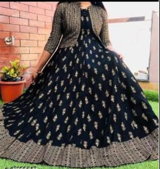Checkout this latest Gowns
Product Name: *Trendy Designer Women Gowns*
Fabric: Rayon
Sleeve Length: Three-Quarter Sleeves
Pattern: Printed
Net Quantity (N): 1
Sizes:
M (Bust Size: 38 in, Length Size: 48 in) 
L (Bust Size: 40 in, Length Size: 48 in) 
XL (Bust Size: 42 in, Length Size: 48 in) 
XXL (Bust Size: 44 in, Length Size: 48 in) 
Gagan fashion  is all about offering you the latest fashion at the best prices. You can find our products by searching Kurtis for women, Kurtis for girls, Kurtis for girls straight long, printed kurtis for women low price, kurtis for girls low price, Kurta for women, Kurti for girls, Kurtis for women low price, jaipuri Kurti and palazzo set, ethnic set ,Kurti and leggings, Frock Kurtis cotton, Short Kurtis tops, Kurtis for girls party, Long Kurtis for girls, Long Kurtas for girls, Kurtis for girls , Frock kurtis cotton, Kurti with , Long Kurtis with , anarkali Kurtis for girls , tunics,Long kurtis straight party wear, Ladies jeans kurta, Ladies tops party wear Kurtis , Kurtis for college girls , A line Kurtis party , Ethnic wear, Suits girl, Office wear Kurtis, formal Kurti, latest Kurti, Designer Kurtis, traditional kurti , booty kurti tops , latest long top , latest dresses, max kurtis , mexi dresses , short dress , latest top.
Country of Origin: India
Easy Returns Available In Case Of Any Issue


SKU: GRR_BLUE
Supplier Name: Gagan Fashion

Code: 934-42055847-9951

Catalog Name: Fancy Modern Women Gowns
CatalogID_10148420
M04-C07-SC1289