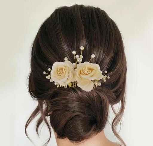 3 Lines White Flower Bride Wedding Hair Vine  Hair Piece Pearl Headband  Hair  Accessories for Women and Girls
