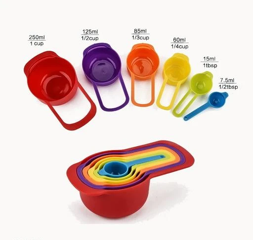 Checkout this latest Measuring Cups_500
Product Name: *Colorful Measuring Cup & Spoon combo*
Material : Polypropylene
Size : 7.5 ml 15 ml60 ml85 ml 125 ml  250 ml
Description:  It Has 6 Pieces  of Colorful Measuring Cup & Spoon
Country of Origin: India
Easy Returns Available In Case Of Any Issue


SKU: 171119-2
Supplier Name: SPJ Fashion

Code: 941-4242376-303

Catalog Name: Assorted Useful Home & Kitchen Utilities Vol 11
CatalogID_606940
M08-C23-SC1645