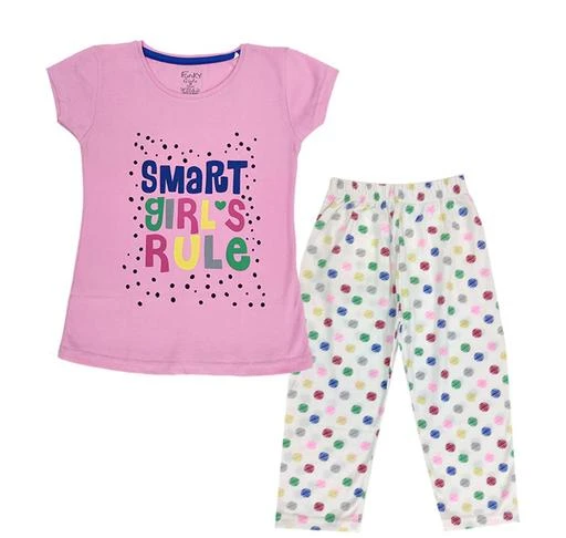 Checkout this latest Nightsuits
Product Name: * Funky Girls Night wear -Pyjama Tshirt Casual wear Combo Set for Kids/Girls -Cotton Material  Half Sleeve  Capri Track Pant and Tshirt*
Top Fabric: Cotton
Bottom Fabric: Cotton
Top Type: T-shirt
Bottom Type: Capri
Sleeve Length: Short Sleeves
Top Pattern: Printed
Net Quantity (N): 1
Kid's Care Brings You The Smart Range Of 100% Cotton Night Suits Contains Top And Pyjama Set. The Cute Design And Lovely Color Combination Make This A Wardrobe Essential. It Ensures Your Kid's Skin Breathes Easy And Keeps Them Comfortable All Day Long.A smart t-shirt and pants set Nightwear for kids.Fabric is cotton and safe for kids
Sizes: 
4-5 Years, 8-9 Years
Country of Origin: India
Easy Returns Available In Case Of Any Issue


SKU: 1115PNK
Supplier Name: Kiddie Clap

Code: 334-42615645-998

Catalog Name: Tinkle Stylus Kids Girls Nightsuits
CatalogID_10311340
M10-C32-SC1158