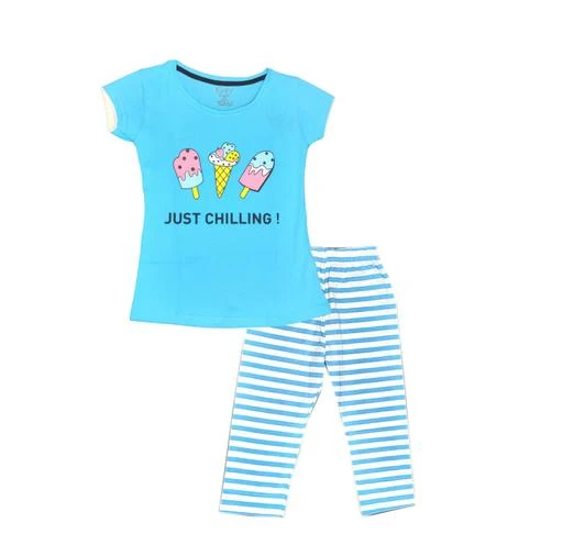 Checkout this latest Nightsuits
Product Name: * Funky Girls Night wear -Pyjama Tshirt Casual wear Combo Set for Kids/Girls -Cotton Material  Half Sleeve  Capri Track Pant and Tshirt*
Top Fabric: Cotton
Bottom Fabric: Cotton
Top Type: T-shirt
Bottom Type: Capri
Sleeve Length: Short Sleeves
Top Pattern: Printed
Net Quantity (N): 1
Kid's Care Brings You The Smart Range Of 100% Cotton Night Suits Contains Top And Pyjama Set. The Cute Design And Lovely Color Combination Make This A Wardrobe Essential. It Ensures Your Kid's Skin Breathes Easy And Keeps Them Comfortable All Day Long.A smart t-shirt and pants set Nightwear for kids.Fabric is cotton and safe for kids
Sizes: 
4-5 Years, 6-7 Years, 8-9 Years, 10-11 Years, 11-12 Years, 12-13 Years
Country of Origin: India
Easy Returns Available In Case Of Any Issue


SKU: 1140BL
Supplier Name: Kiddie Clap

Code: 334-42618348-998

Catalog Name: Flawsome Stylus Kids Girls Nightsuits
CatalogID_10312190
M10-C32-SC1158