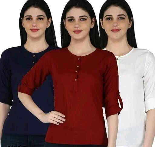 Checkout this latest Tops & Tunics
Product Name: *Trendy Modern Women Tops & Tunics*
Fabric: Rayon
Sleeve Length: Three-Quarter Sleeves
Pattern: Solid
Sizes:
L (Length Size: 27 in) 
XXL (Length Size: 29 in) 
cinderella ryon top
Country of Origin: India
Easy Returns Available In Case Of Any Issue


SKU: vpdFyuQX
Supplier Name: GUPTA INDUSTRIES

Code: 683-43001488-997

Catalog Name: Classic Elegant Women Tops & Tunics
CatalogID_10421885
M04-C07-SC1020