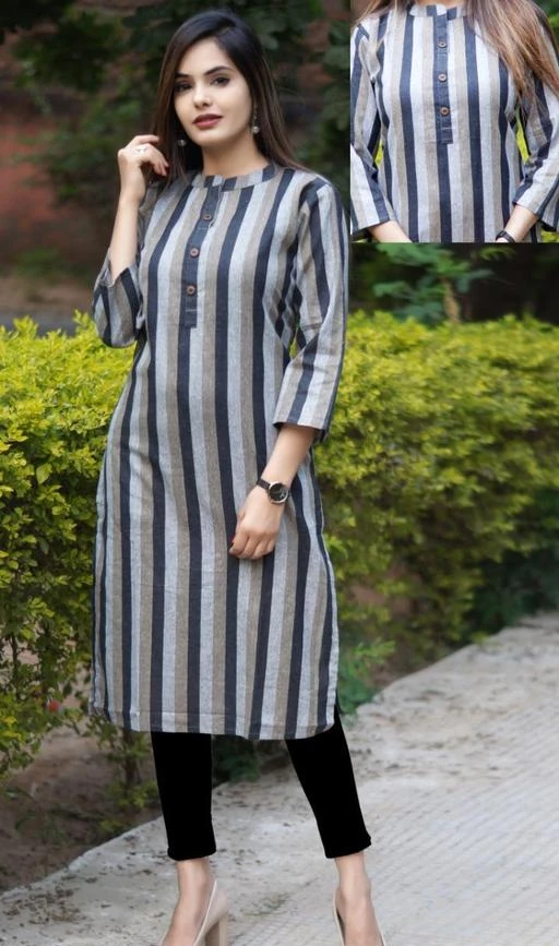 Checkout this latest Kurtis
Product Name: *Women Khadi Cotton A-line Striped Kurti*
Fabric: Cotton
Sleeve Length: Three-Quarter Sleeves
Pattern: Striped
Combo of: Single
Sizes:
XS, S, M (Bust Size: 36 in, Size Length: 42 in) 
L (Bust Size: 38 in, Size Length: 42 in) 
XL (Bust Size: 40 in, Size Length: 42 in) 
XXL (Bust Size: 42 in, Size Length: 42 in) 
XXXL, 4XL, 5XL
 stylish Kurti for Women. It gives you a different look for every occasion.
Country of Origin: India
Easy Returns Available In Case Of Any Issue


SKU: SS103(11)Black
Supplier Name: SHIVSHAKTI CREATIONS

Code: 892-43152105-9941

Catalog Name: Banita Pretty Kurtis
CatalogID_10467029
M03-C03-SC1001
.