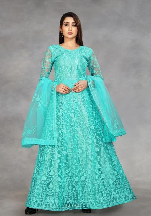 Checkout this latest Semi-Stitched Suits
Product Name: *Net Embroidered Semi-Stitched Gown (Firozi_Free Size)*
Top Fabric: Net
Lining Fabric: No Lining
Bottom Fabric: No Bottomwear
Dupatta Fabric: Net
Pattern: Embroidered
Net Quantity (N): Single
Colour : Firozi, Fabric: Net, Work : Chain Stitch Embroidered, Gown is Comes With Inner and Dupatta Available 2.20 Meter.Gown Length is 57 Inch. It has 3/4 Sleeves with Embroidered Work. Gown is Semi-Stitched which can be fitted up to 44 inch Bust Size. Dry Clean Or Normal Hand Wash. Product Color May Slightly Variation Due To Photographic Lighting Or Your Screen Settings And Other Accessories Are Only Modelling Purpose.
Sizes: 
Semi Stitched (Top Bust Size: Up To 44 m, Top Length Size: 57 m, Bottom Length Size: 1.5 m, Dupatta Length Size: 2.2 m) 
Country of Origin: India
Easy Returns Available In Case Of Any Issue


SKU: Jinnat Firozi
Supplier Name: aika_mika

Code: 317-43662108-9922

Catalog Name: Charvi Petite Semi-Stitched Suits
CatalogID_10615941
M03-C05-SC1522
.