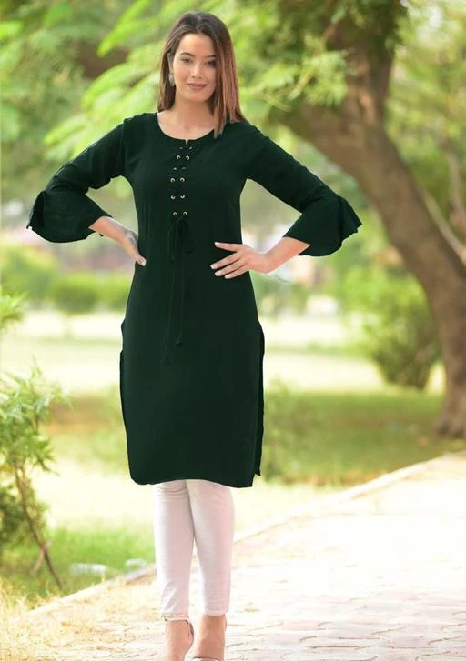 Checkout this latest Kurtis
Product Name: *Women's Solid Rayon Kurti*
Fabric: Rayon
Sleeve Length: Three-Quarter Sleeves
Pattern: Solid
Combo of: Single
Sizes:
M (Bust Size: 38 in, Size Length: 46 in) 
L (Bust Size: 40 in, Size Length: 46 in) 
XL (Bust Size: 42 in, Size Length: 46 in) 
XXL (Bust Size: 44 in, Size Length: 46 in) 
Country of Origin: India
Easy Returns Available In Case Of Any Issue


SKU: Shiv_Bottle _GRN_Dori 
Supplier Name: SHIVANSH ENTER#

Code: 462-4374189-417

Catalog Name: Women Rayon A-line Solid Orange Kurti
CatalogID_628399
M03-C03-SC1001
