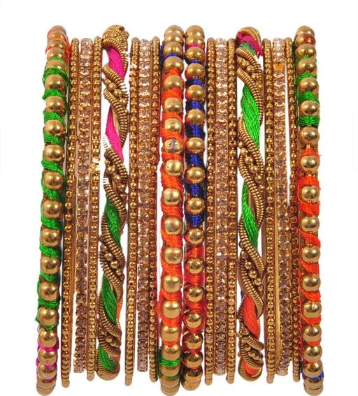 Checkout this latest Bracelet & Bangles
Product Name: *Twinkling Graceful Bracelet & Bangles*
Base Metal: Alloy
Plating: No Plating
Stone Type: No Stone
Sizing: Non-Adjustable
Type: Bangle Set
Net Quantity (N): More Than 10
Sizes:2.4, 2.6
Fashionable Design Multi Colour Bangles set of 22 Pack , This Bangles set can be worn with all kind  of outfit  This Can be Gift to your Wife & Girl Friend  Material: Metal bangles wrapped in soft and silky multicolored threads Size - 2.4/2.6/2.8 , Colour - Multi  This Multicoloured silk thread bangles gives ethnic & elegant look. It is perfect for college going  young girls. Occasion - Wedding ,Valentine Day ,Ring Ceremony ,Casual Party  Keep away from Heat ,Perfume, Deo, Alcohol, Etc. as its Fade the Set Colour  Keep The  Jewellery In (Air Tight Box)/Pouch 
Country of Origin: India
Easy Returns Available In Case Of Any Issue


SKU: RJL-110-SILKTHREAD-P18-MULTI
Supplier Name: Rijoli

Code: 353-43831303-994

Catalog Name: Allure Fusion Bracelet & Bangles
CatalogID_10663896
M05-C11-SC1094
.