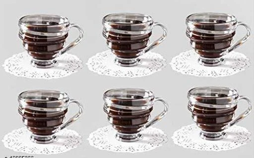 Checkout this latest Cups, Mugs & Saucers_1500+
Product Name: *Modern Cups, Mugs & Saucers*
Material: Glass
Type: Tea Cup
Product Breadth: 1.5 Inch
Product Height: 10 Inch
Product Length: 1 Inch
Pack Of: Pack Of 6
DEEP Honey Tea and Coffee Cup for Multi-Puprose use Milk Green Tea Cold Drink Soup Cappuccino Hot Chocolate Cake Tea Mug Coffee Mug Serving Cup (Set of 6-210 ML) (Transparent) || This spiral glass cup set are stylish & elegant that are perfect for occasions and parties. Makes for an excellent gift option as it provide great value. Unlike plastic, will not leech chemicals into your food even over repeated usage. Package Contents : 6-Pieces (210 ml each). Beautiful and Delicate Design, Suitable for Hot & Cold Beverages.
Country of Origin: India
Easy Returns Available In Case Of Any Issue


SKU: CUP
Supplier Name: Deep@ Enterprise

Code: 373-43886933-9911

Catalog Name: Classic Cups, Mugs & Saucers
CatalogID_10679001
M08-C23-SC2253
