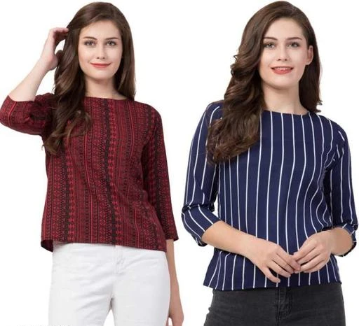 Checkout this latest Tops & Tunics
Product Name: *Classy Sensational Women Tops & Tunics*
Fabric: Crepe
Sleeve Length: Three-Quarter Sleeves
Pattern: Printed
Net Quantity (N): 2
Sizes:
S, M, L, XL
Party wear, Beautiful tops &tunics, womens top, tops for womens, tops, ladies top, Latest tops, tops for girls, top for women, woman tops, top for woman, stylish top, womens tunic top and tunic, womens top under 150, women top under 150, womens top under 200, womens top combo set, womens top como, top combo, Casual tops, crepe top, top for jeans, new design, top of the day, womenex, womenex tops, 3/4 sleeves top, sasti top, 
Country of Origin: India
Easy Returns Available In Case Of Any Issue


SKU: WMX-12-21
Supplier Name: 