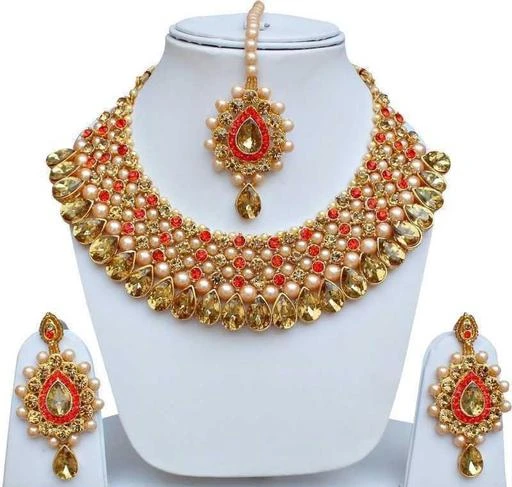 Checkout this latest Jewellery Set
Product Name: *Allure Chunky Jewellery Sets*
Base Metal: Alloy
Plating: Gold Plated
Stone Type: Artificial Stones
Sizing: Adjustable
Type: Necklace Earrings Maangtika
Net Quantity (N): 1
Metal Color golden Presents Stunning beautifully Handcrafted Necklace ,. This piece is sure to make heads roll. Amazing Necklace with carved design looks eye-catching. Easy to wear using an Anti-Allergic and Safe for Skin. No direct Perfume, deo, water, spray on the jewellery. First wear your makeup, perfume - then wear your jewellery.. Please store in air-tight container Manufacturing, Packaging and Import Info
Country of Origin: India
Easy Returns Available In Case Of Any Issue


SKU: patwa red-(earringsb maang tika)+1115
Supplier Name: SONY TRADING

Code: 442-44654915-999

Catalog Name: Princess Beautiful Jewellery Sets
CatalogID_10893653
M05-C11-SC1093