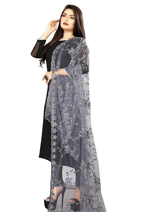 Checkout this latest Dupattas
Product Name: *Women's Embroidered Trendy Designer Aari Work Net Grey Dupatta Girls*
Fabric: Net
Pattern: Embroidered
Net Quantity (N): 1
Sizes:Free Size (Length Size: 2.25 m) 
?Trendy Designer Dupatta for women : Beautiful Embroidered Aari Work Dupatta With Four Side Perfect Finishing Cutwork on Edge & Elegant Quality Net Dupatta Rich Look Party Wear gorgeous grace!!! This Designer net creation will definitely give your feminine charm a hint of subdued elegance. ?Material Composition Dupatta :  Heavy Butterfly Sparkel Net cuteork Border Cotton Embroidery on chunri. ?Add a touch of elegance to your wardrobe with this exquisite piece of designer Dupatta from the house of RR Fashion. Swathed with a cheerful pattern, this piece speaks volume., Its pairing With Any Of your favourite piece of clothing & Can be pair with Any colour Of long kurti and you are Look to Good ! The Four Side cutwork on EDGE makes this dupatta simply irresistible!. ?It will pair beautifully with different salwar sharara and kurtis exalting lavish elegance and rich look party wear. ?Dupatta Length :  2.25 meter X 1 meter | Care Instructions :  Hand Wash & Dry Clean only. 
Country of Origin: India
Easy Returns Available In Case Of Any Issue


SKU: DU-33-Grey 
Supplier Name: R R Fashion

Code: 842-44842723-996

Catalog Name: Alluring Trendy Women Dupattas
CatalogID_10947426
M03-C06-SC1006