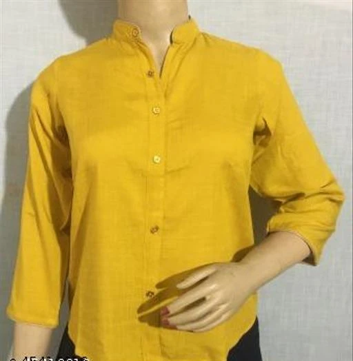 Checkout this latest Shirts
Product Name: *Comfy Retro Women Shirts*
Fabric: Rayon
Sleeve Length: Three-Quarter Sleeves
Pattern: Solid
Net Quantity (N): 1
Sizes:
S (Bust Size: 36 in, Length Size: 25 in, Waist Size: 34 in, Hip Size: 38 in) 
M (Bust Size: 38 in, Length Size: 25 in, Waist Size: 36 in, Hip Size: 40 in) 
L (Bust Size: 40 in, Length Size: 25 in, Waist Size: 38 in, Hip Size: 42 in) 
XL (Bust Size: 42 in, Length Size: 25 in, Waist Size: 40 in, Hip Size: 44 in) 
Designer style top
Country of Origin: India
Easy Returns Available In Case Of Any Issue


SKU: MYSTP 018Y
Supplier Name: MYS DESIGNS

Code: 522-45416616-595

Catalog Name: Comfy Elegant Women Shirts
CatalogID_11113554
M04-C07-SC1022