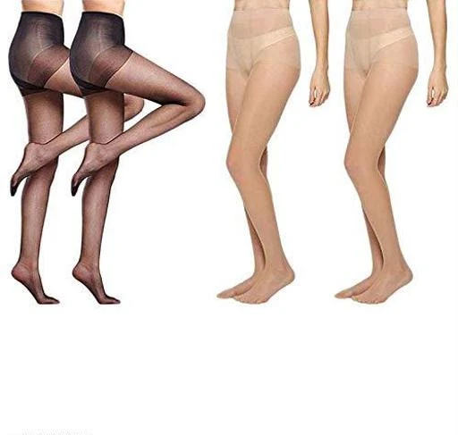  Women Girl Full Length High Waisted Pantyhose Stockings Pack Of  4 /