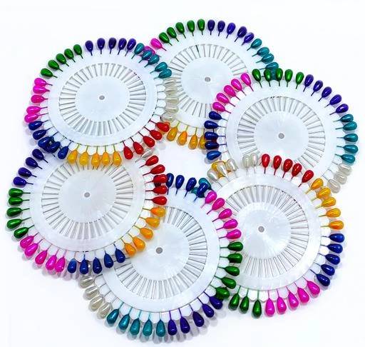 Beautiful Multicolor Cap Shape With White Bow Hijab pins for Women Pack of  10 Pins