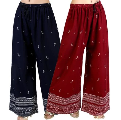 Checkout this latest Palazzos
Product Name: *Stylish Feminine Women Palazzos*
Fabric: Rayon
Pattern: Printed
Net Quantity (N): 2
RAYON PLAZZOS
Sizes: 
26 (Waist Size: 27 in, Length Size: 38 in, Hip Size: 28 in) 
28, 30 (Waist Size: 30 in, Length Size: 39 in, Hip Size: 30 in) 
32 (Waist Size: 32 in, Length Size: 39 in, Hip Size: 32 in) 
34, 36 (Waist Size: 36 in, Length Size: 39 in, Hip Size: 36 in) 
38, 40 (Waist Size: 40 in, Length Size: 39 in, Hip Size: 40 in) 
42, Free Size (Waist Size: 42 in, Length Size: 40 in, Hip Size: 42 in) 
Country of Origin: India
Easy Returns Available In Case Of Any Issue


SKU: EKU4O3CI
Supplier Name: Kavya Fashions

Code: 493-45993155-2021

Catalog Name: Stylish Modern Women Palazzos
CatalogID_11290871
M04-C08-SC1039