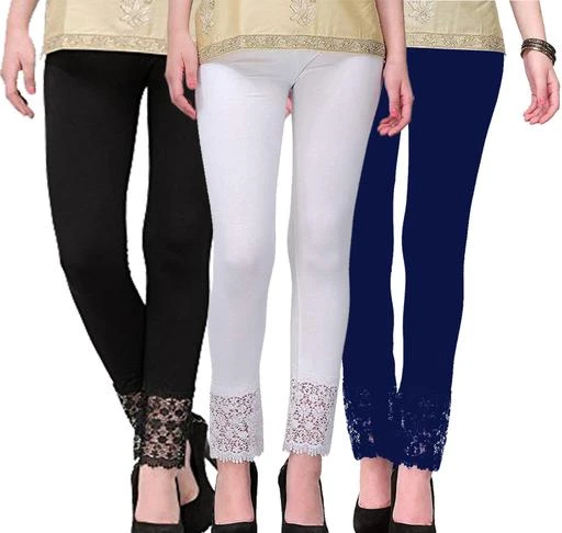 Checkout this latest Leggings
Product Name: * Women’s Viscose Lycra Ankle Length Leggings with Net Bottom Combo Pack of 3 (Black,White,Navyblue,FreeSize)*
Fabric: Viscose Lycra
Pattern: Solid
Net Quantity (N): 3
FABLAB Lace Leggings are Slimfit women's Ankle Length Leggings with Elastisized Waist Band.Blended with best quality fabric, innovative design & perfect tailoring these Leggings are worth your every penny.These slimfit Leggings are made-up of good quality material, well designed & tailored to ensures highest level of comfort as casual, formal or party wear.If you are vogue lover & looking for adding more stuff in your collection, then this Leggings is an ideal pick.In nutshell, it’s a perfect blend of Style, Fashion & Comfort.
Sizes: 
Free Size (Waist Size: 34 in, Length Size: 37 in, Hip Size: 36 in) 
Country of Origin: India
Easy Returns Available In Case Of Any Issue


SKU: LACELEGGI-3-B,W,Nb
Supplier Name: Fab11

Code: 954-46047863-7941

Catalog Name: Casual Trendy Women Leggings
CatalogID_11307392
M04-C08-SC1035
