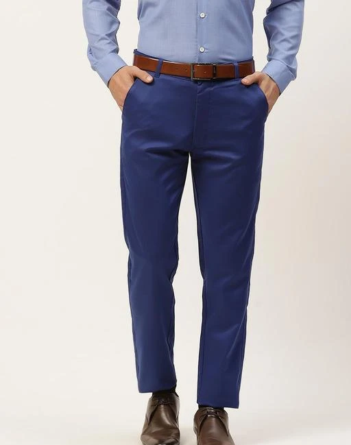 Cotton Regular Fit Royal Blue office pant Size 2836