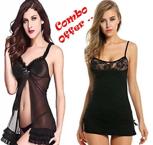 Checkout this latest Nightdress
Product Name: *Women Stylish Nighty Hot sexy nightdress nighty Eva Attractive Women Nightdress Combo Offer Pack of 2 , Size Only 28 to 34 Inch*
Fabric: Net
Sleeve Length: Shoulder Strap
Pattern: Lace
Net Quantity (N): 2
Add ons: Set
Sizes:
S, M, L
Please Note Size Only 28 to 34 Inch, Combo Offer Latest Fashion Royal Looking Proper Standerd Color - Black, Fabric - Satin Net , Pattern - Self Design, Babydoll Dress, (Bust Size - 28 Inch to 34 Inch) Short Length, Fabric Care - Hand wash with similar color, Do not Bleach, Do Not Iron , babydoll dress for women purpose of Best gifts for Special Night, Honeymoon, Valentine's Day, Wedding Night sexy night dress nighty Anniversary or every hot night, This Fantastic babydoll dress to make you more attractive beautiful and attractive eyes on fire look women
Country of Origin: India
Easy Returns Available In Case Of Any Issue


SKU: BD-Com53(1)
Supplier Name: ELEGANT SHOPPE

Code: 483-46885455-9921

Catalog Name: Aradhya Stylish Women Nightdresses
CatalogID_11555002
M04-C10-SC1044