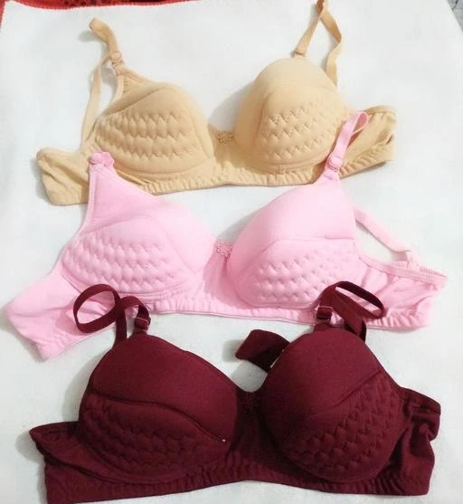 Checkout this latest Bra
Product Name: *Stylish Women Bra*
Fabric: Cotton Blend
Print or Pattern Type: Self-Design
Padding: Non Padded
Type: Everyday Bra
Seam Style: Seamed
Multipack: 3
Add On: Hooks
Sizes:
28A (Underbust Size: 28 in, Overbust Size: 29 in) 
30A (Underbust Size: 30 in, Overbust Size: 31 in) 
32A (Underbust Size: 32 in, Overbust Size: 33 in) 
34A (Underbust Size: 34 in, Overbust Size: 35 in) 
36A
Country of Origin: India
Easy Returns Available In Case Of Any Issue


Catalog Rating: ★4 (111)

Catalog Name: Fancy Women Bra
CatalogID_11555236
C76-SC1041
Code: 233-46886147-997