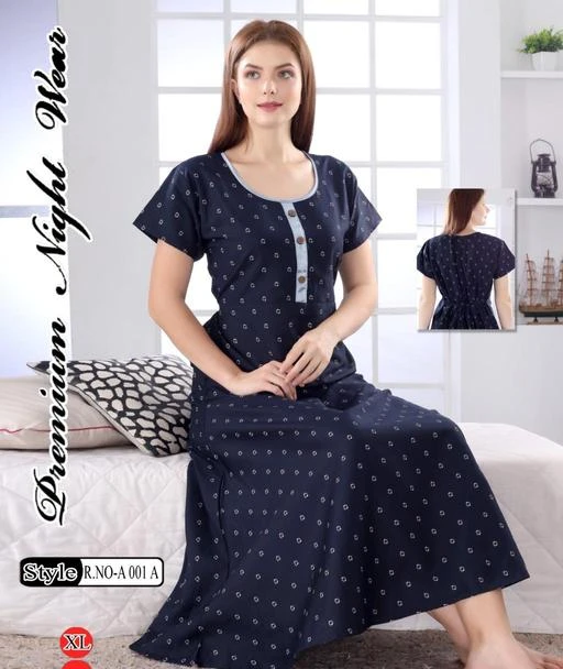 Checkout this latest Nightdress
Product Name: *Aradhya Alluring Women Nightdresses*
Fabric: Cotton
Sleeve Length: Short Sleeves
Pattern: Printed
Multipack: 1
Sizes:
XL (Bust Size: 42 in, Length Size: 55 in) 
Country of Origin: India
Easy Returns Available In Case Of Any Issue


SKU: R.NO-001-A
Supplier Name: newstyle collection

Code: 664-46999253-9911

Catalog Name: Aradhya Alluring Women Nightdresses
CatalogID_11590967
M04-C10-SC1044