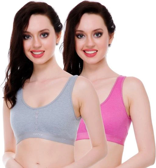 FIMS - Fashion is my style Women Cotton Non-Padded Non-Wired Full Coverage Seamed  Sports Bra